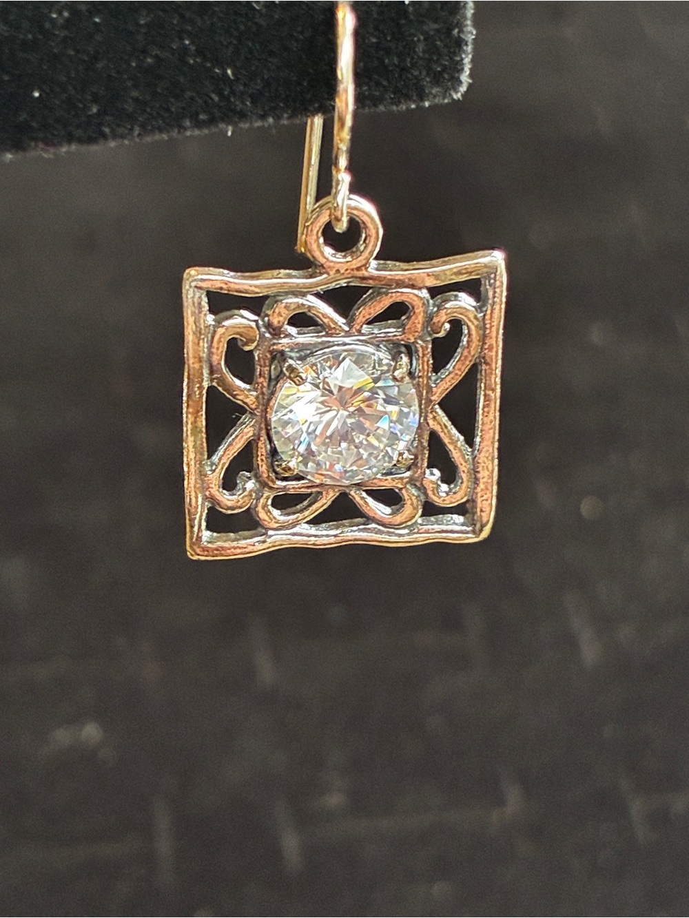 Silpada Sterling Silver Filigree Drop Earrings with Clear Swarovski crystals - Picture 3 of 5